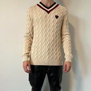 Us Polo Association Cream V-Neck Sweater